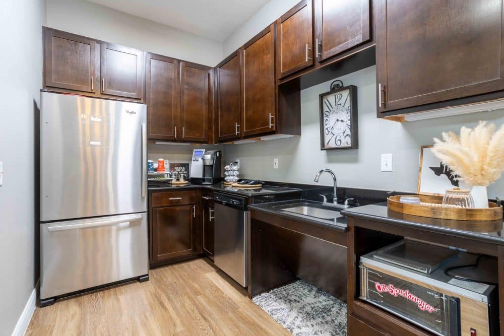 crossing place college station off campus apartments near texas a and m resident clubhouse kitchen and event space